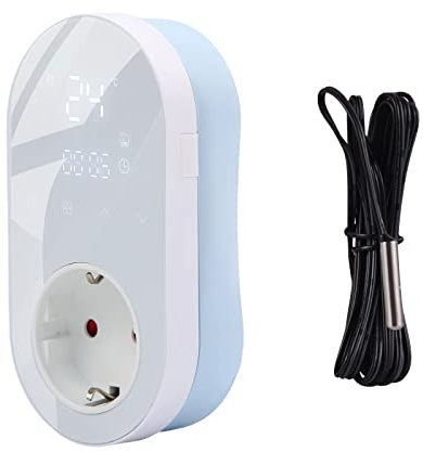 ERYUE Termostato,Enchufe de Salida de termostato Digital WiFi Enchufe de Salida de 16A Aplicación Controlador de Temperatura de Enchufe de Control de Voz 5 + 1 + 1 Seis períodos y Modo de calefacción