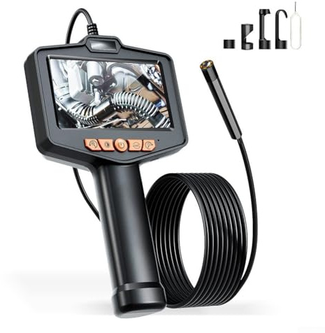 Boroscopio portatile per ispezione tubi e manutenzione auto IP67 impermeabile, luminosità regolabile, display da 4 3 pollici (10 metri)