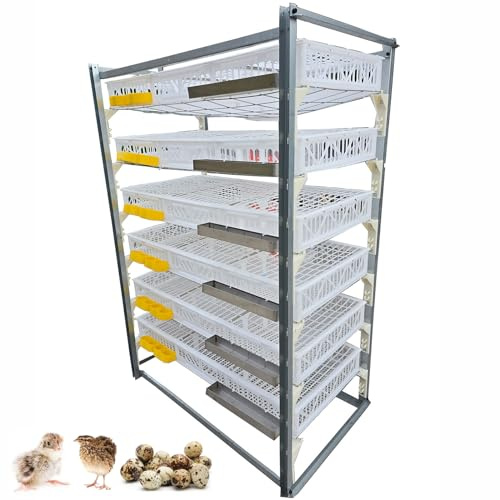 MFLCBK 6 Schicht Wachtelkäfig Wachtelzuchtkäfig mit Tränke Und Futterautomat für 360–420 Wachteln, Große Stapelbare Kunststoff-Wachtelställe, Automatische Eiersammlung(Size:125x58x182cm)