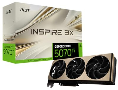 MSI Gaming RTX 5070 TI 16G Inspire 3X OC Carte Graphique (16 Go GDDR7, 256 Bits, Performances extrêmes : 2497 MHz, DisplayPort x 3 2.1a, HDMI 2.1b, Architecture NVIDIA Blackwell)