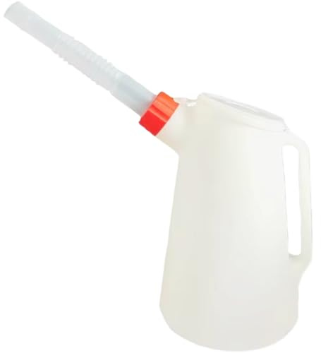 Recipiente medidor de aceite de 2 l, portátil, de gran capacidad, con pico y escala para aceite de motor automotriz. Dispensador de de motor automotriz.