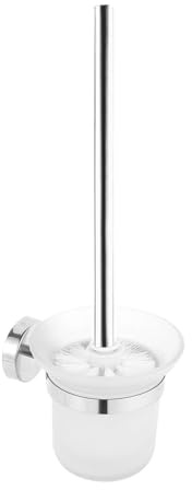 Comzantor Escobillas de Baño, Escobillero Baño, Toilet Brush con Dispensador de Pared, Cepillo Inodoro de Aseo, Acesorios Cuartos, Cabezal con Soporte, Recambio WC, con Cuenco de Vidrio