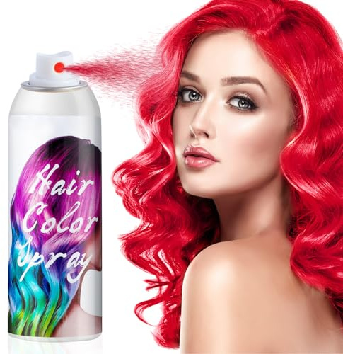 Spray de coloration temporaire pour cheveux, rouge, pour enfants et adultes, carnaval, cosplay, Noël, Halloween (100 ml)
