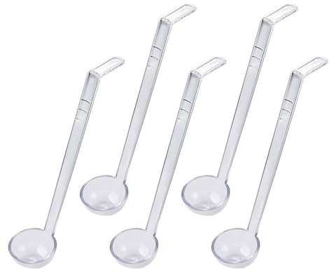 Lot de 5 cuillères à soupe transparentes pratiques avec poignée de 20 cm, idéales pour banquets, cocktails, services, banquets, ustensiles de service