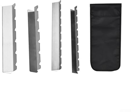 Lot de 4 supports de brochettes de barbecue en acier inoxydable avec sac – Support de grille robuste pour brochettes de kebab, accessoires de barbecue plats, barbecue extérieur, camping, argent