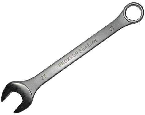 Proxxon 23927 Ring-Maulschlüssel SlimLine Größe 27mm - 15° abgewinkelt auf der Ringseite - Chrom-Vanadium Stahl