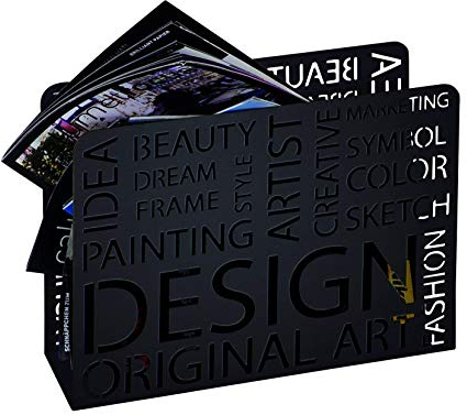 HAKU Möbel Zeitungsständer schwarz, Metall - Maße: B 35 cm x H 26 cm x T 10 cm, Style: Modern