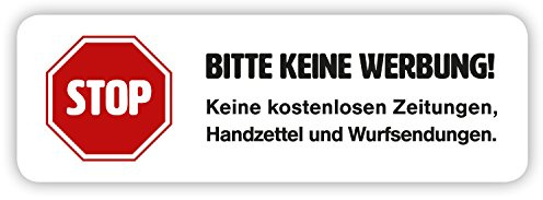 Magnet-Schild Bitte keine Werbung! in weiß für Ihren Briefkasten (3 Stück)