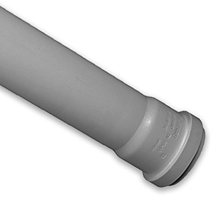 Eigenmarke Abflussrohr mit Steckmuffe und Gummidichtring, Synthetischer Gummi, Grau, DN 110, 500 mm