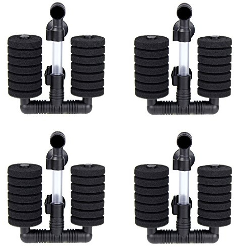 AQUANEAT 4 Pack Double Bio Sponge Filter, for Fry, Betta, Shrimp, Nano, Aquarium Fish Tank
