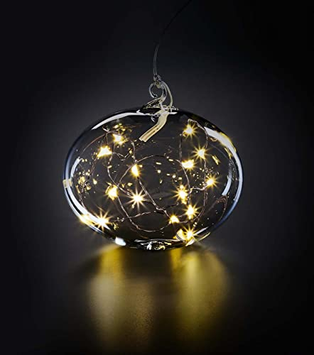 Lumix® kabellose LED Weihnachtsbaum Christbaumkugeln Light Ball L inkl. Schalter Transparent Glas Warmweiß Mundgeblasen Weihnachten Dekoration Tisch 10cm 76045