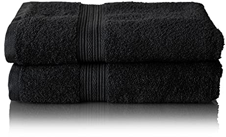 Glart Premium frottéhandduk set, frottéserie i 6 färger och 5 storlekar, färg: svart, 2 x duschhanddukar 70 x 140 cm