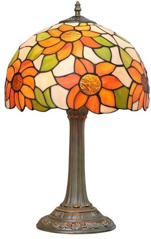 Blivuself Tiffany Lamp Stained Glass Lamp Sunflower Yellow Bedroom Table Lamp Reading Desk Light for Bedside Living Room Office Dormitory Dining Room Decorate Gift