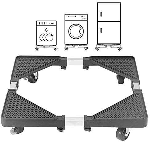 Multi-Functional Movable Adjustable Base with 4 Rubber Locking Swivel Wheels, Washing Machine Stand Base Telescopic Base Mobile Case Roller Dolly for Washing Machine, Dryer, Refrigerator (40~60cm)