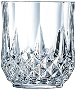 Cristal D'Arques Paris Longchamp – 6 vasos bajos de 32 cl de Kwarx – Brillo, transparencia y alta resistencia – Molduras icónicas – Fabricado en Francia