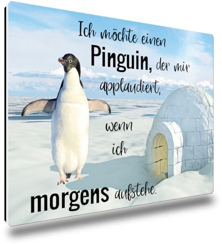 TRIOSK Kühlschrankmagnet stark Pinguin Magnet Sprüche lustig mit Spruch Ich Will einen Pinguin der applaudiert Geschenk für Pinguinliebhaber