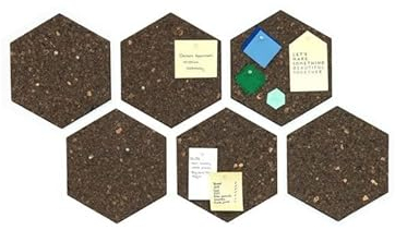 Kurk24 - Kork Pinnwand - Sechseck - Dunkelbraun - Selbstklebend - 6 Stücke, Pinboard, Pinwand, Korkplatten, Vision Board - 30x30 cm