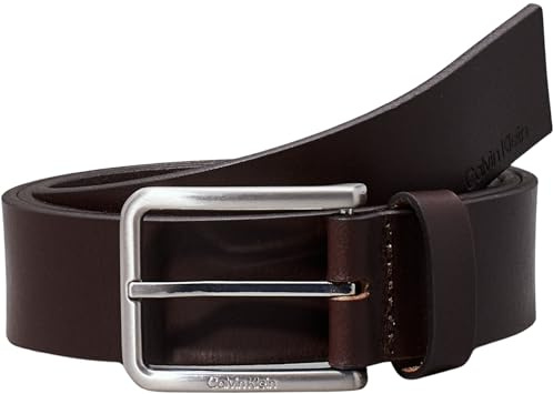 Calvin Klein Herrbälte Warmth Oiled Grain 3,5 cm läderbälte, Brun (Dark Brown), 130