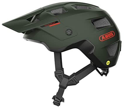 ABUS MTB-Helm MoDrop MIPS - robuster Fahrradhelm mit Aufprallschutz für Mountainbiker - individuelle Passform - Unisex - Dunkelgrün, Größe S, Grün (pine green), S (51-55 cm)