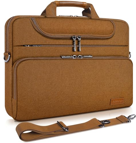 DOMISO Laptoptasche 17 Zoll Wasserdicht Laptop Tasche Aktentasche Herren Schultertasche Notebooktasche Business für 17-17.3 Notebook/Dell/Lenovo/Acer/HP/MSI/ASUS, Karamell