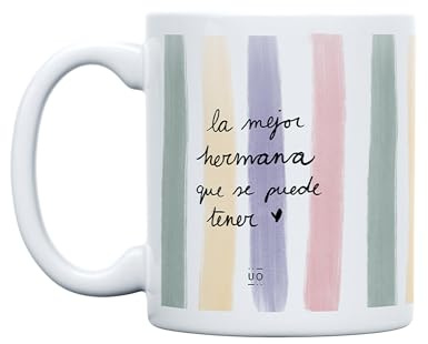UO Taza de Regalo con Mensaje La mejor hermana que se puede tener, regalo parahermana, regalo original de Navidad, regalo amigo invisible original, 350 ml, Cerámica