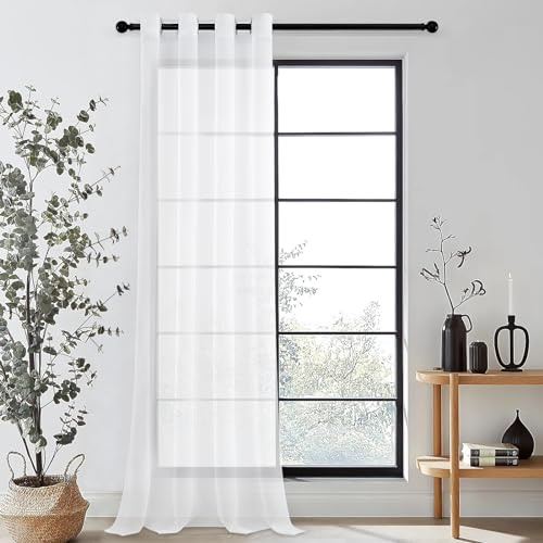 MRTREES Gardine weiß mit ösen 350 cm hoch 140 cm breit tür Vorhang modern Stores gardinen Schlafzimmer Fenster gardine Fenster schals 1 Stück