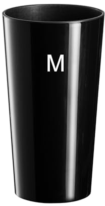 MELTOM Blumentopf Lilia Rund Hochglanz Schwarz M Ø 19,5 x 36,5 cm | Kunststoff, Gefäß 8,3 L, herausnehmbarer Innentopf 4 L, für innen & außen, wetterfest, UV-beständig, ohne Abflussloch