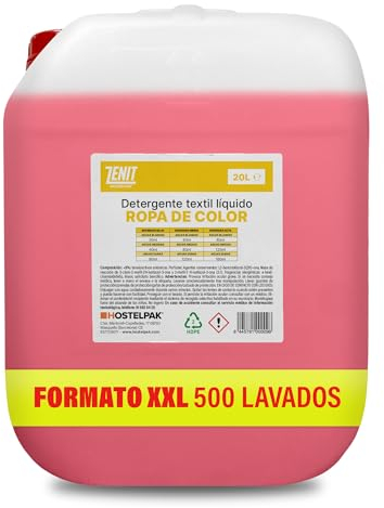 Hostelpak | 20L - Detergente líquido Ropa de Color, Lavandería profesional, Detergente ropa clásico, Detergente para el lavado de ropa