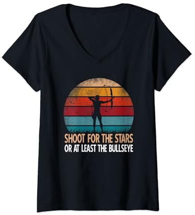 Damen Shoot for the Stars Bogensport Bogenschütze Bogenschießen T-Shirt mit V-Ausschnitt