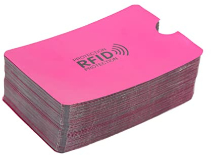 Funda de Protección contra Robo de Tarjetas, Fundas de Bloqueo de Tarjetas Finas y Portátiles a Prueba de Desmagnetización para Tarjetas de Compras (Pink)