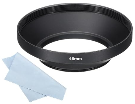 PATIKIL 46mm Gegenlichtblende, Weitwinkel, Matte Oberfläche, innen antireflektierende Blende mit Reinigungstuch für Kameraobjektiv, Schwarz