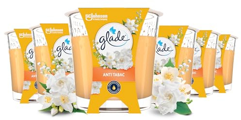 Glade Duftkerze im Glas, Anti-Tabac, bis zu 27h Brenndauer Kerze, 6er Pack | Glade Duftkerzen (6 x 112g)