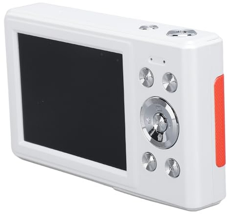 Digitalkamera 56MP, 1080P 2,8-Zoll-Kompakt-Digitalkamera, 8-Fach Zoom-Autofokus-Kompaktkamera für Kinder, Jugendliche, Studenten (weiß und orange)