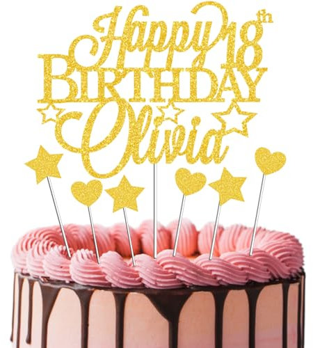 Personalised Custom Cake Topper with Any Name & Any Age Elegant Party Cake Decoration Gift for Milestone Birthdays and Special Celebrations