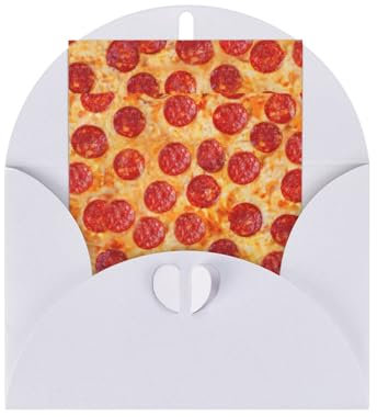 Set di biglietti d'auguri con stampa 3D Pizza Pepperoni, 10,2 x 15,2 cm, biglietti di auguri, buste, Natale, compleanno, matrimoni