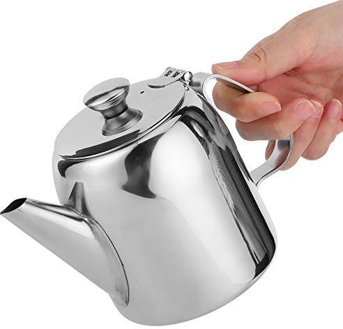 Stainless Steel Teapot, Tea Kettle, Coffee Pot Teapot Stainless Steel Kettle Cold Water Short Spout for Hotel Restaurant (20 Ounces (About 500ML))