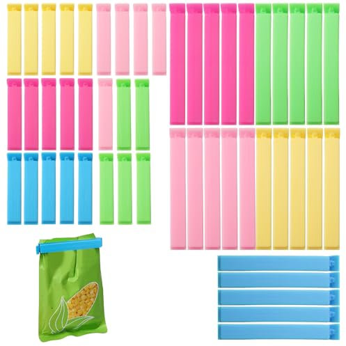 DAWRIS 50 Stück Verschlussclips, 6cm und 11cm Clips für Tüten, Verschlussklammern Bunt, Tüten Verschluss, Klipser Für Tüten Gute Dichtleistung Wiederverwendbar für Lebensmittel, Küche Aufbewahrung