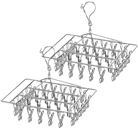 NLONLL 2 pezzi stendibiancheria rotante in acciaio inox, stendibiancheria pieghevole con 30 pinze per calze, biancheria intima, reggiseni e vestiti per bambini, guanti