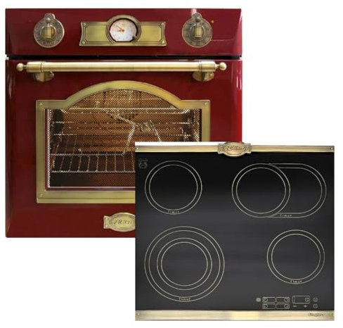 Kaiser Set de cuisinières EH 6355 RotEm+KCT 6185 Em - Plaque de cuisson vitrocéramique 60 cm - Four électrique autonome - 79 l - Four encastrable - 8 fonctions + plaque de cuisson encastrable 60 cm