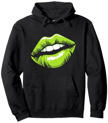 90er Jahre 80er Party Lila Lippenstift Kiss Kuss Kussmund Pullover Hoodie