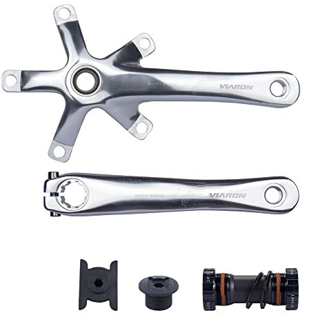 IBOWZ Fahrrad Kurbel Garnitur, Faltrad-Kurbelarmsatz, 130BCD, Kurbeln aus Aluminiumlegierung, 170 mm, Hohle integrierte Kurbelgarnituren mit Tretlager