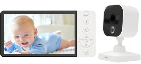 PNI Video Baby Monitor BM500 5 tums skärm trådlös 2,4 GHz, temperatursensor, VOX, mörkerseende, zoomfunktion, vaggvisor
