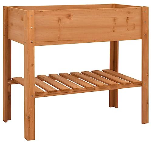 LVHUIDEH Pflanzkübel, 2 Etagen Pflanzenregal, Blumenständer, Gärtnertisch Holz, Blumentisch für Terrasse Garten Balkon, 88 x 43 x 80 cm