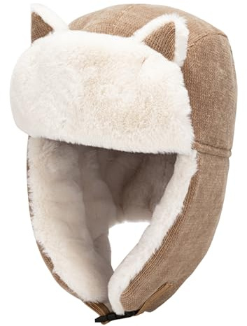 Rayson Dam, vinter, pilotmössa med öronlappar, varm, tjock, trappermössa med skidåkning, vindtät fuskpälsmössa för män och kvinnor, kaki, one size