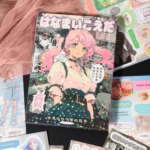 Snylcce Romantisk minnesserie klistermärkesbok – japansk vintage mangastil skurna klistermärken för scrapbooking, skräpjournaling, ephemera och dekorativt hantverk klipp blomma dans kvist design