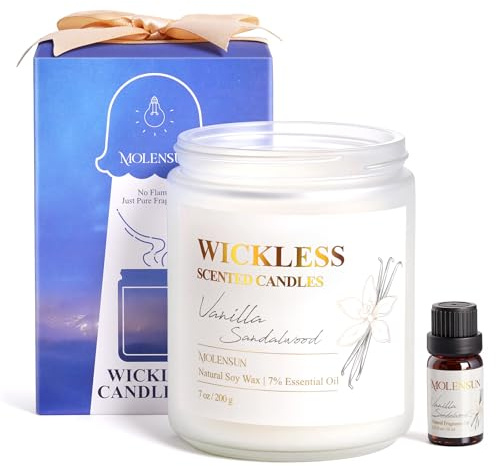 Vanilla Sandalwood Wickless Candle for Candle Warmer Lamp with 10ml Essential Oil for Custom Aroma, Flameless Non-Toxic Soy Scented Candle for Home, Monter's Day or Birthday Gifts for Women & Men