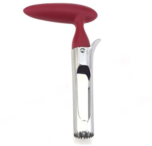 Kitchen Premium Apple Corer Tool - Ultra Sharp, Stainless Steel, Serrated Blades for Easy Coring - Easy to Use & Clean, Durable Apple Corer Remover for Baking Apples & More - Red
