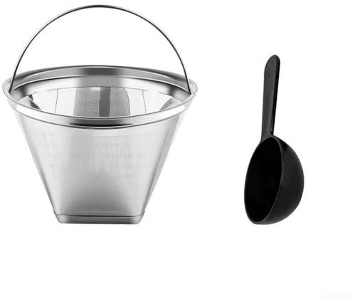 Filtre à café réutilisable en acier inoxydable taille 4 pour 6 à 10 tasses - Maille fine lavable en BPA pour éviter le marc de café (1)