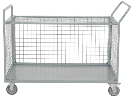 Carrello Pieghevole con Ruote, Carrello A Pianale con Gabbia, Capacità di Carico 350 Kg, Facile da Riporre, Adatto per Supermercati, Scuole, Magazzini, Uffici(Large)