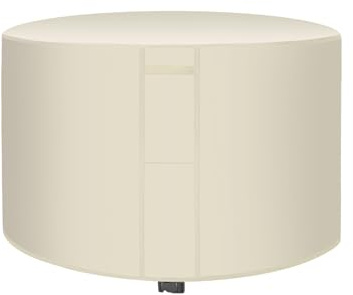 Housse Mobilier De Jardin Ronde Exterieur, 420D Oxford Étanche Résistance au Vent Anti-UV Indéchirable Bâche Protection Grilles D’aération, Table Chaise et Canapé Meubles (Beige,180*90cm)